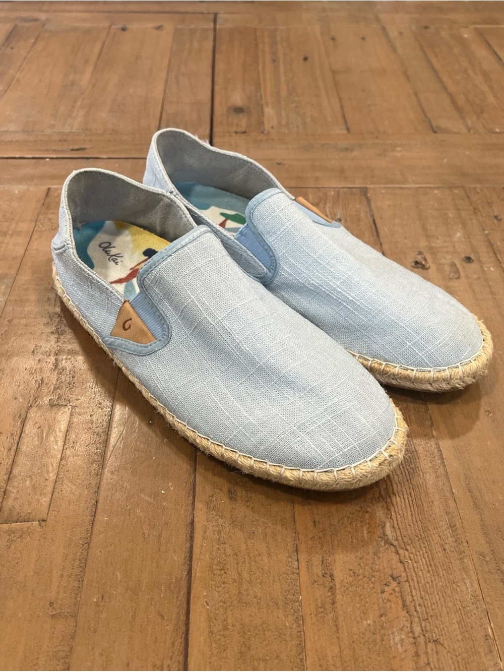 OluKai Womens Kaula Pa'a Kapa Espadrille Size 9 Blue Canvas Shoe Woven Beach